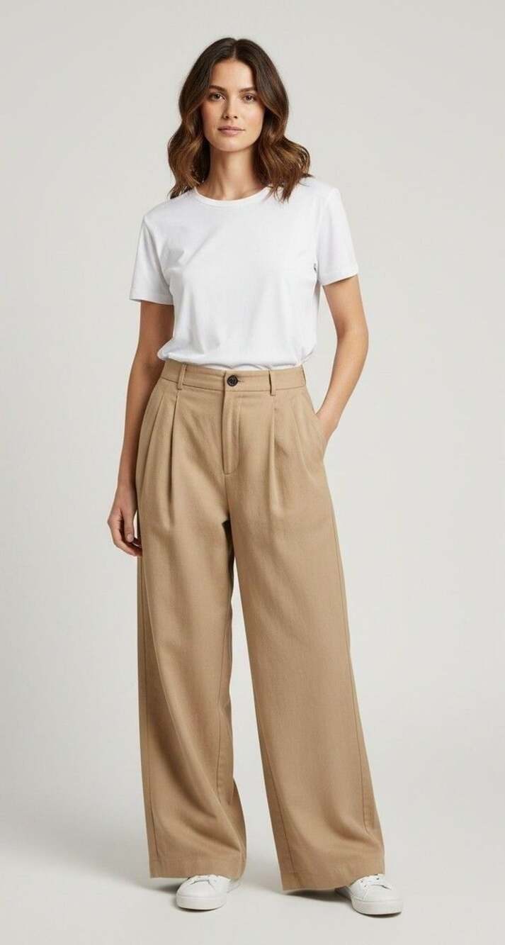 Zara Women's Pleated Dress Trousers High Waist Loose Wide Leg Trousers